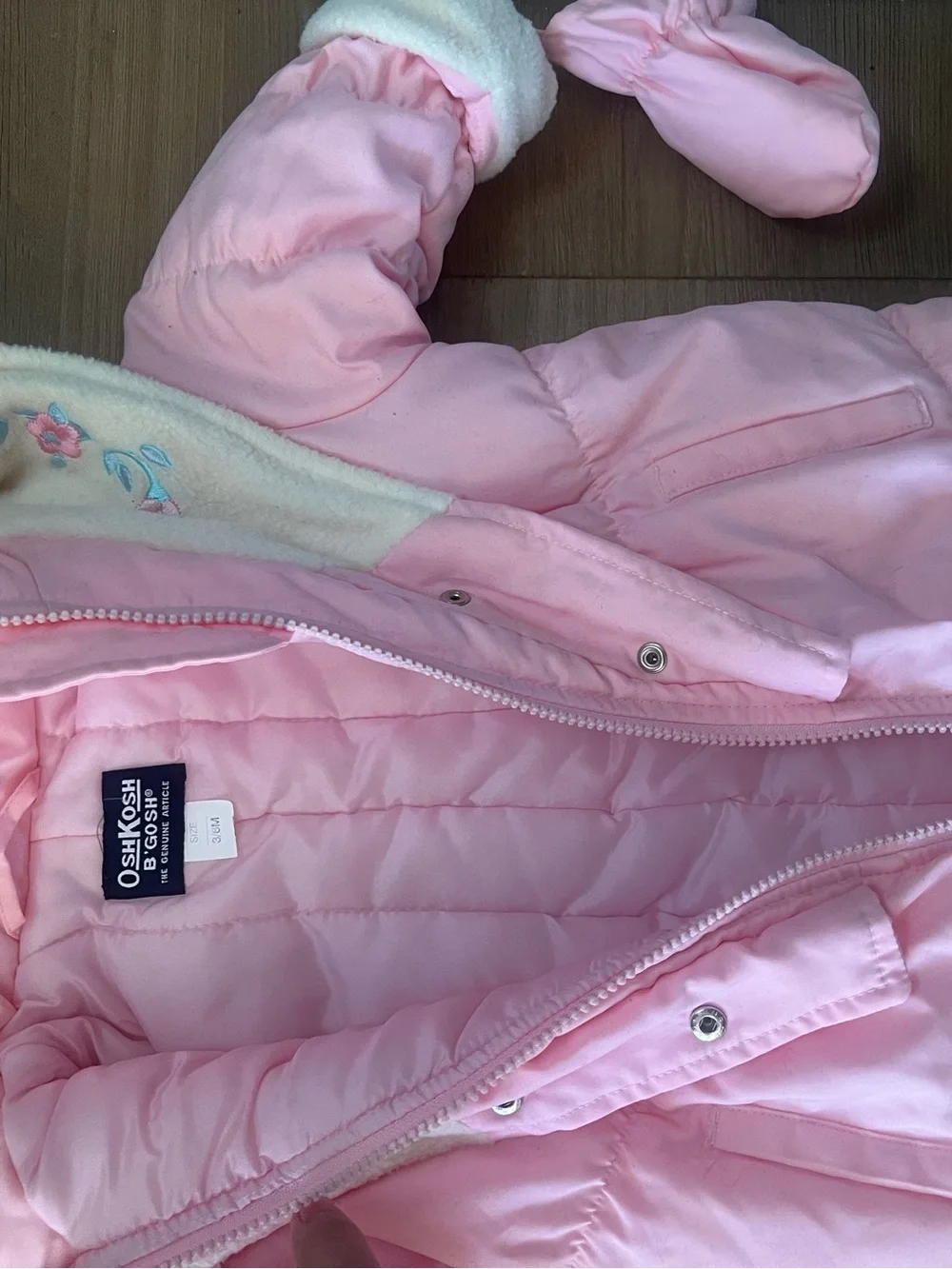 Vintage OshKosh Hooded Baby Pink Snowsuit
